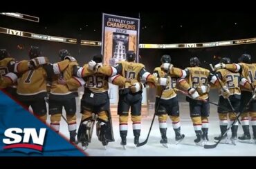 Golden Knights Unveil And Raise Their Stanley Cup Championship Banner Ahead Of Their Season Opener