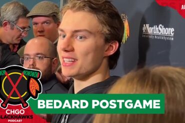 Connor Bedard speaks following his 1st career NHL game for the Chicago Blackhawks | CHGO Blackhawks