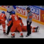 Hurricanes prospect Martin Nečas crash into boards (WC 2018 Czech republic - Slovakia)