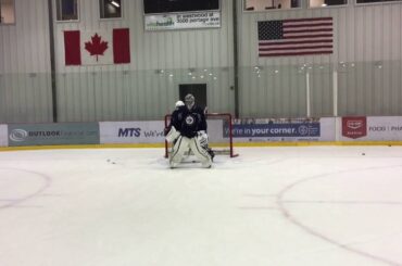 Goalie Drill - Winnipeg Jets Michael Hutchinson. Jamie McGuire goalie coach, Toronto Maple Leafs