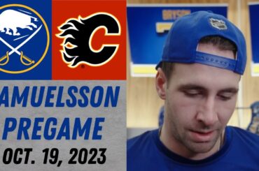 Mattias Samuelsson Pregame Interview vs Calgary Flames (10/19/2023)