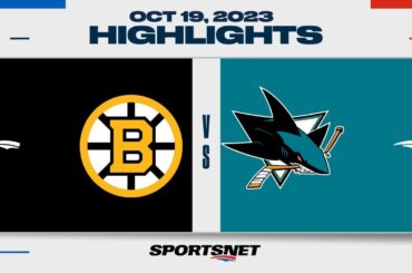 NHL Highlights | Bruins vs. Sharks - October 19, 2023