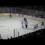 Rochester Americans' Devin Cooley makes a big save vs. Riley Kidney of Laval Rocket 10/18/23