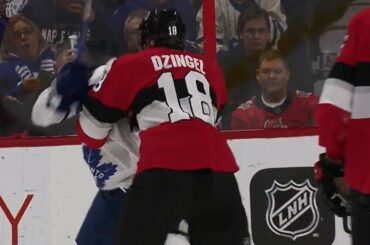 Senators' Dzingel goes after Leafs' Borgman following hit on Smith