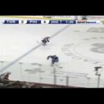 Luke Schenn Hits Carle - Leafs at Flyers - April 3 2009