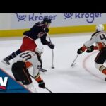 Blue Jackets' Adam Fantilli Uses Defender as Screen and Rips Wrister Past Ducks' Lukas Dostal