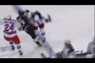 Michael Del Zotto nails Dustin Brown