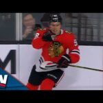 Blackhawks' Bedard shows off wicked release rifling top shelf wrister vs. Golden Knights