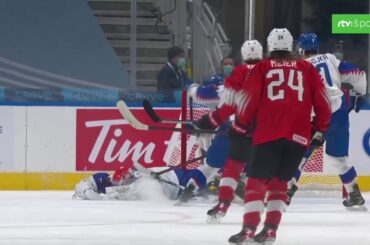 Simon Latkoczy fantastic  save vs Switzerland  World junior hockey championship 2021