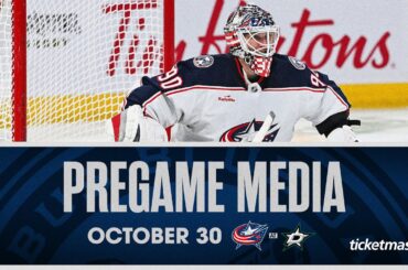 Boone Jenner, Zach Werenski & HC Pascal Vincent preview matchup vs. Stars | Pregame Media (10/30/23)