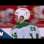 Stars' Roope Hintz and Jamie Benn Take Advantage of Flames Miscue to Connect for Short-Handed Goal