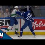 Maple Leafs' Giordano Goes the Distance with Canucks' Joshua After Big Hit on Kampf