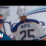 Darnell Nurse Snipes Shot Off Post And In To Put Oilers On The Board