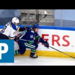 Canucks Bo Horvat, Alexander Edler, Quinn Hughes answer questions before Game 5 | The Province