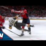 Capitals' Dylan McIlrath Trucks Golden Knights' Jonas Rondbjerg, Drops Gloves With Keegan Kolesar