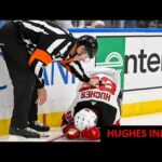 Jack Hughes Injury into boards