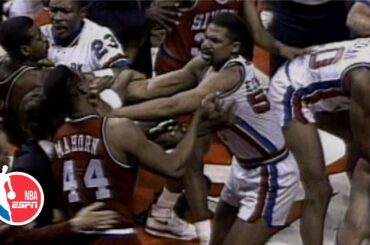 Charles Barkley brawls with Bill Laimbeer in epic 1990 Pistons vs. Sixers fight | ESPN Archives