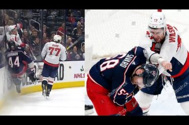 Huge Hit Leads To Tom Wilson vs David Savard Fight| Washington Capitals vs Columbus Blue Jackets