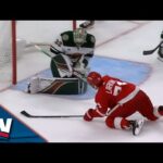 Dylan Larkin Dives For His Own Rebound to Give Red Wings Lead Over Wild