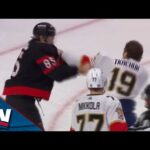 Senators' Jake Sanderson and Panthers' Matthew Tkachuk Square Off in Midst of Scrappy Game