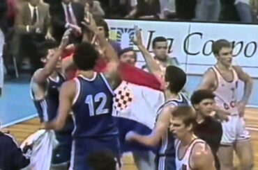 Nikola Mirotić rips Serbian Flag - reminds Vlade Divac taking Croatian flag 25 years ago.