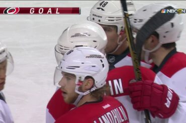 Slavin deflects puck into on own net, redeems himself soon after