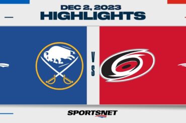 NHL Highlights | Sabres vs. Hurricanes - December 2, 2023