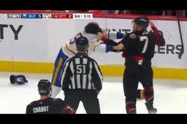 Brady Tkachuk and Alex Tuch fight