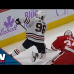 Connor Bedard Dishes A Backhand From Behind The Net To Set Up Lukas Reichel