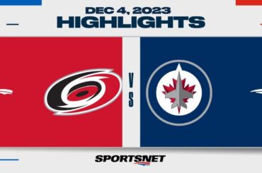 NHL Highlights | Hurricanes vs. Jets - December 4, 2023