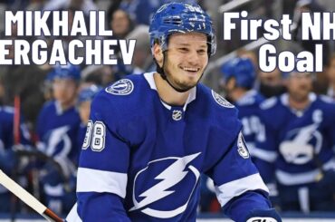 Mikhail Sergachev #98 (Tampa Bay Lightning) first NHL goal Oct 19, 2017