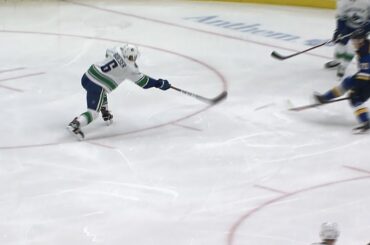 Brock Boeser nets bizarre goal off glass and Jake Allen's pad