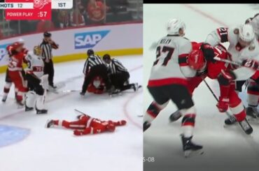 Dylan Larkin Knocked Out After Mathieu Joseph Hit, David Perron Ejected From Crosscheck on Artem Zub