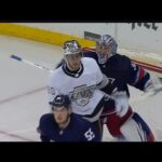 Jonathan Quick And Pierre-Luc Dubois Exchange Shoves, After Quick Trolls Dubois