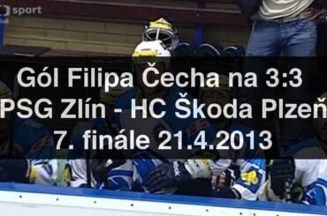 PSG Zlín - HC Škoda Plzeň - Gól Čecha na 3:3 - 7. finále 21.4.2013