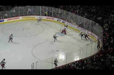 Ryder Korczak of the Hartford Wolf Pack scores vs. the Laval Rocket 12/8/23