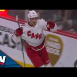 Hurricanes' Seth Jarvis Capitalizes On 2-on-0 Rush Off Beauty Backhand Feed From Sebastian Aho