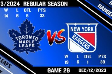 LIVE NHL Play By Play Commentary Toronto Maple Leafs @ New York Rangers