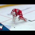 Red Wings' Ville Husso Misplays Puck To Allow Easy Goal For Hurricanes' Jordan Staal