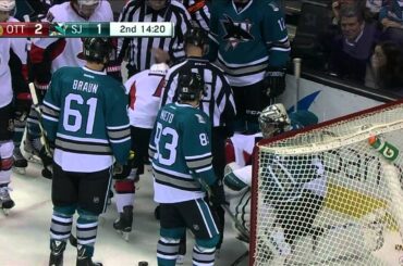 Gotta See It: Hoffman goes head first into Sharks goal post