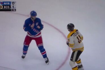 NHL hockey fight - Trent Frederic(Bruins) vs. Jacob Trouda(Rangers)