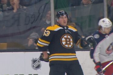 Brad Marchand celebrates OT win with Conor McGregor celebration