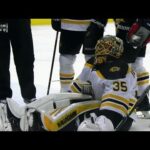 Anton Khudobin shows great lateral movement to rob Matt Niskanen