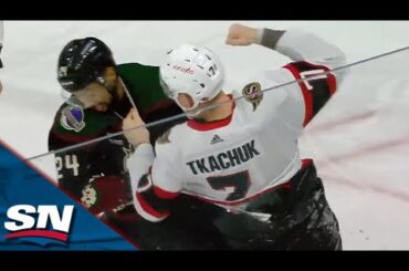 Brady Tkachuk BLASTS Matt Dumba In A One-Sided Scrap