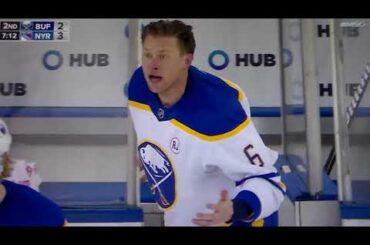 After fighting Rangers' Will Cuylle, Sabres Erik Johnson receives misconduct for leaving penalty box