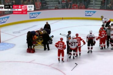 David Perron injured Dylan Larkin and made him lie motionless for a few min until everyone saw it