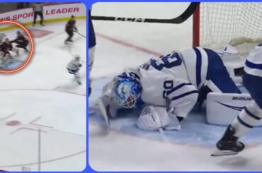 Maple Leafs Goaltender Joseph Woll freak leg injury - Maple Leafs vs Senators 4-3 -