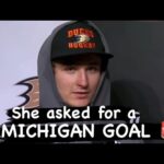 Trevor Zegras post game interview 🔥 MICHIGAN LACROSSE style goal