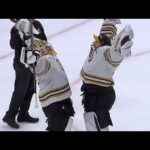 Jeremy Swayman And Linus Ullmark Celebrate Win With Goalie Hug