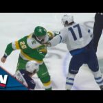 Wild's Patrick Maroon and Jets'  Adam Lowry Get Game Started With Bang With Opening Face Off Tilt